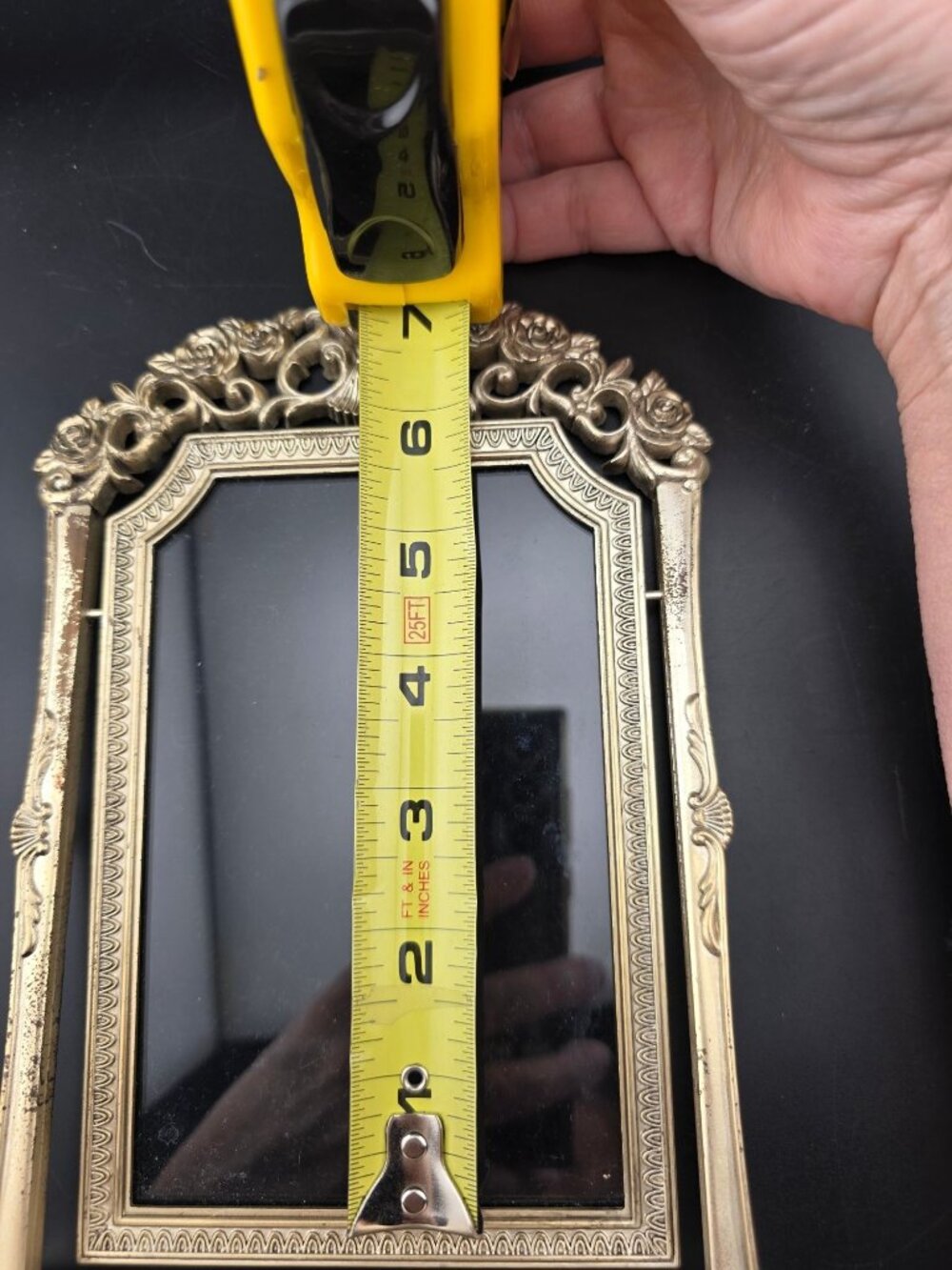 Vintage Victorian Metal Swing Picture Frame Ornate Rose Design - 8" x 5" READ - Picture 15 of 15